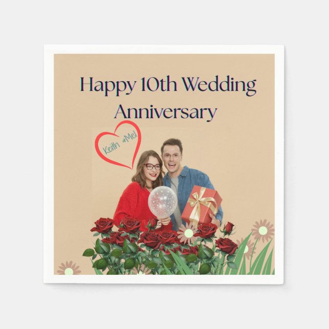 10th Wedding Anniversary Napkin (Front)