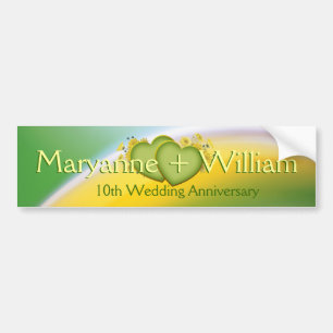 10th Wedding Anniversary Party Decoration Bumper Sticker