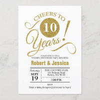 10th Wedding Anniversary Party - Gold White