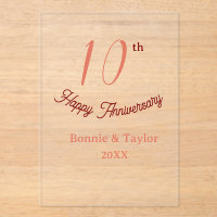 10th wedding anniversary peach pastel name retro b