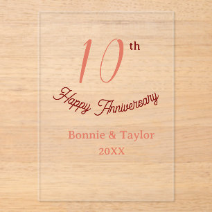10th wedding anniversary peach pastel name retro b acrylic invitations
