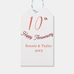 10th wedding anniversary peach pastel name retro b gift tags