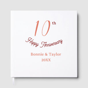 10th wedding anniversary peach pastel name retro b guest book