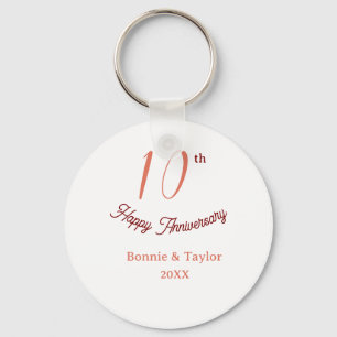 10th wedding anniversary peach pastel name retro b key ring