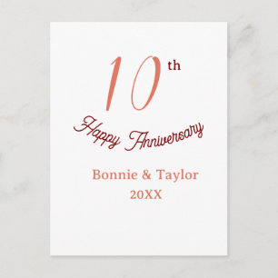 10th wedding anniversary peach pastel name retro b postcard