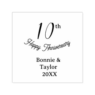 10th wedding anniversary peach pastel name retro b self-inking stamp