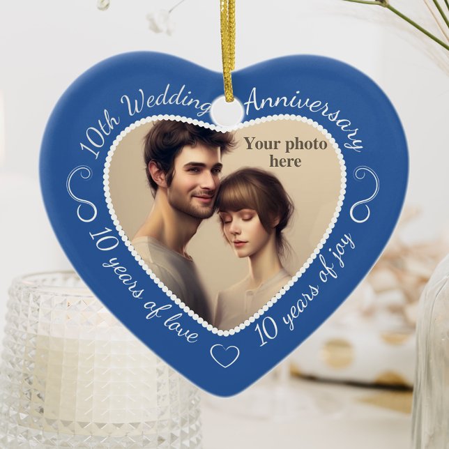 10th Wedding Anniversary Photo Ceramic Ornament (Creator Uploaded)
