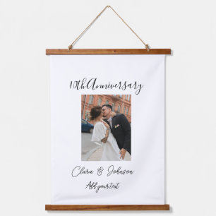 10th wedding anniversary photo name couple Romanti Hanging Tapestry