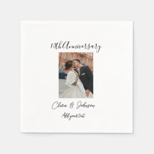 10th wedding anniversary photo name couple Romanti Napkin