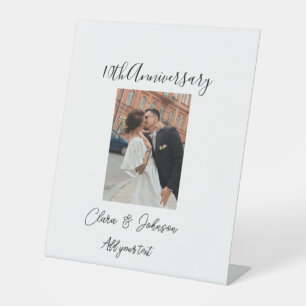 10th wedding anniversary photo name couple Romanti Pedestal Sign