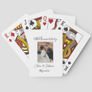10th wedding anniversary photo name couple Romanti Playing Cards