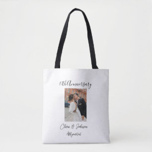 10th wedding anniversary photo name couple Romanti Tote Bag