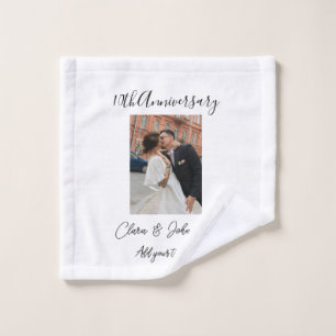 10th wedding anniversary photo name couple Romanti Wash Cloth