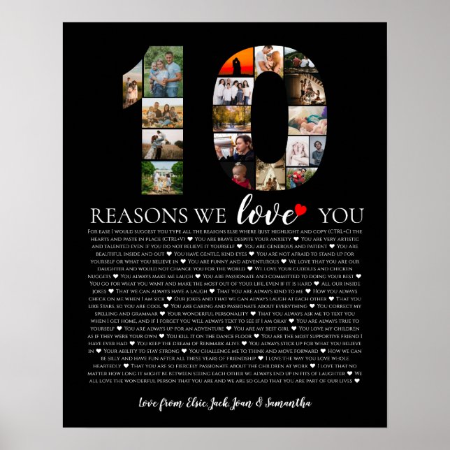 10th wedding anniversary reasons why we love you poster (Front)