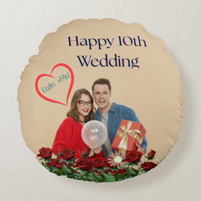 10th Wedding Anniversary Round Cushion (Front)