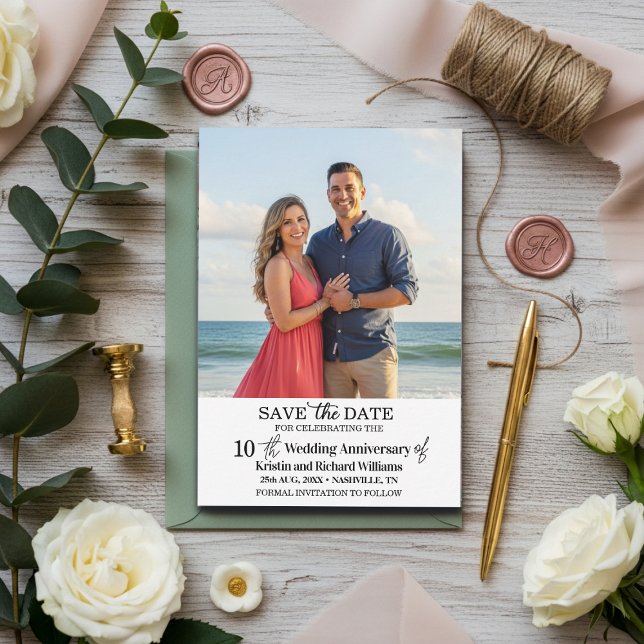 10th Wedding Anniversary Save the Date Photo Card (Creator Uploaded)