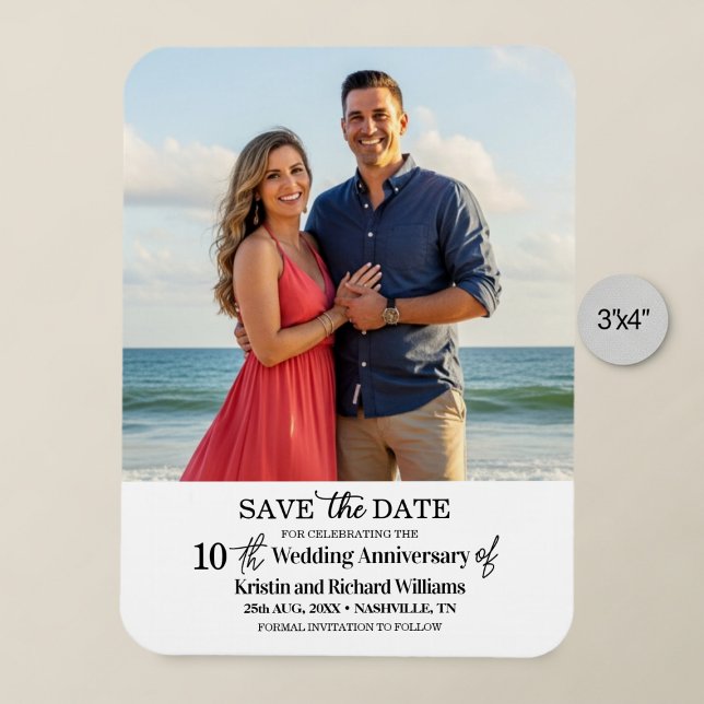 10th Wedding Anniversary Save the Date Photo Magnet (Creator Uploaded)