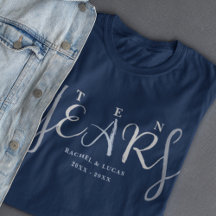 10th Wedding Anniversary Silver Blue Gift T-Shirt