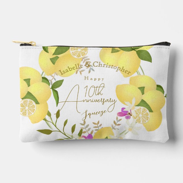 10th Wedding Anniversary Summer Lemon Squeeze  Accessory Pouch (Front)