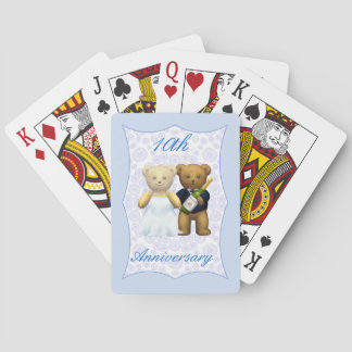 10th Wedding Anniversary Teddy Bear Couple Playing Cards