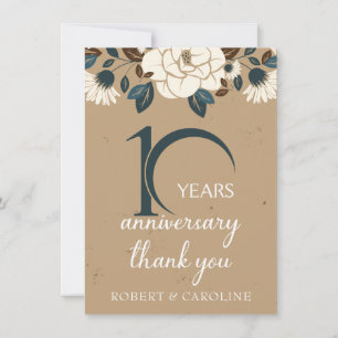10th Wedding Anniversary Thank you Floral Card