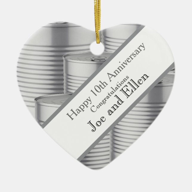 10th Wedding Anniversary, Tin Anniversary Ceramic Ornament (Front)