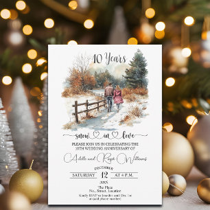 10th Wedding Anniversary Winter Landscape Romantic Invitation