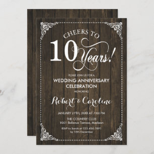 10th Wedding Anniversary - Wood Invitation