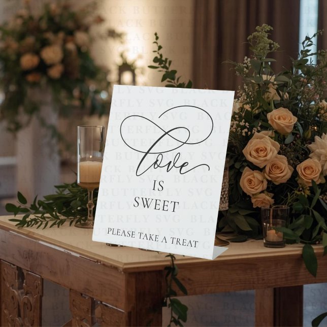 10x12 “Love is Sweet, Please Take a Treat  Pedestal Sign (love is sweet wedding favor sign)