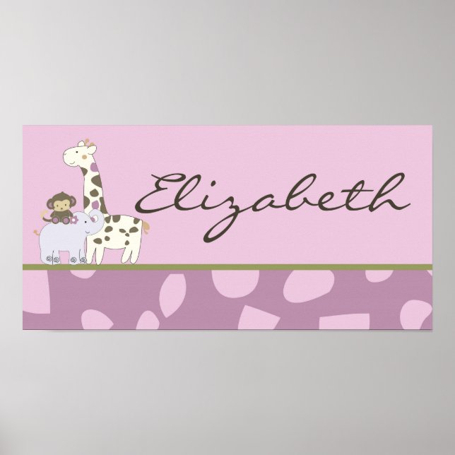 10x20 Nursery Art Name Print Jacana Girl Jungle (Front)