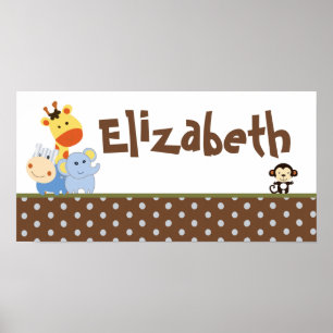 10x20 Nursery Art Name Print Jungle Play