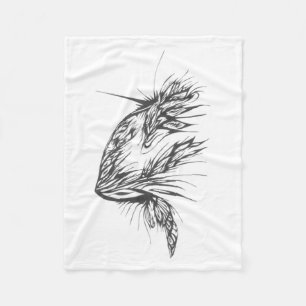 110 Black White Abstract Tribal Tattoo Art Fleece Blanket