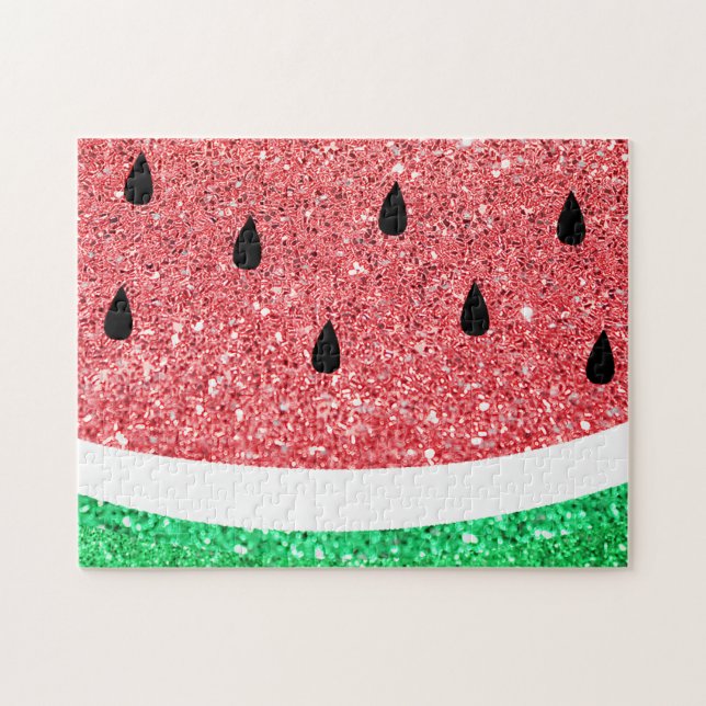 110 pieces | faux glitter watermelon jigsaw puzzle (Horizontal)