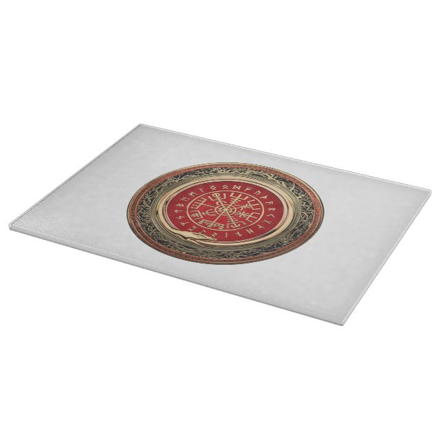 [110] Vegvisir - Viking Gold Magic Runic Compass Cutting Board (Corner)