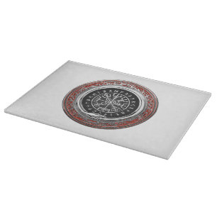 [110] Vegvisir - Viking Silver Magic Runic Compass Cutting Board