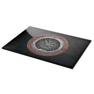 [110] Vegvisir - Viking Silver Magic Runic Compass Cutting Board