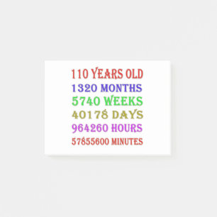110th Birthday Milestones Post-it Notes