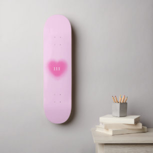 111 Pretty Pink Heart Aesthetic Angel Number  Skateboard