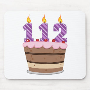 112 Age on Birthday Cake Mouse Pad