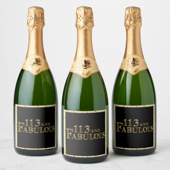 113 Birthday  Sparkling Wine Label (Bottles)