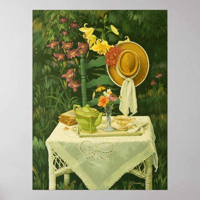 1144 Tea Time in Garden Art Print (Front)