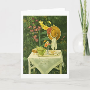 1144 Tea Time in Garden Greeting Card