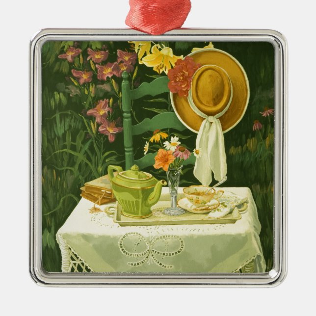1144 Tea Time in Garden Metal Tree Decoration (Front)