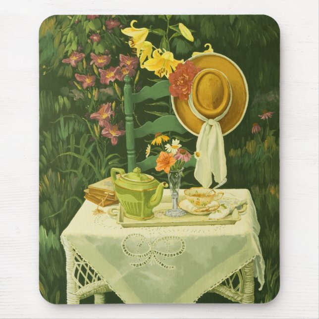 1144 Tea Time in Garden Mouse Pad (Front)