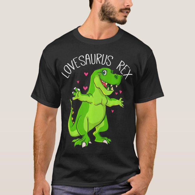 115 Lovesaurus T Rex Valentines Day Dinosaur Boys  T-Shirt (Front)