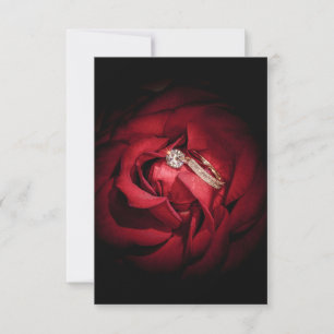 1178-Red Rose with Wedding Rings Invitation