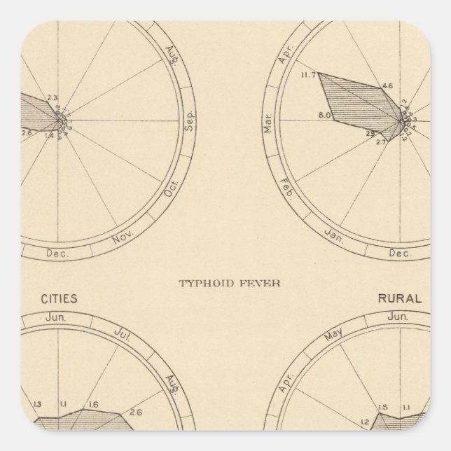 117 Deaths influenza, typhoid fever 1900, 1890 Square Sticker (Front)