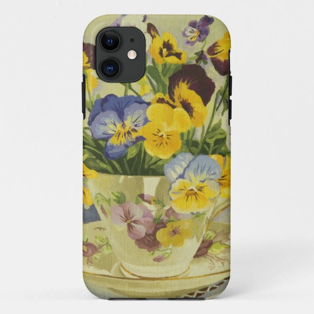 1187 Pansies in Teacup Case-Mate iPhone Case (Back)