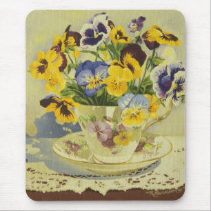 1187 Pansies in Teacup Mouse Pad