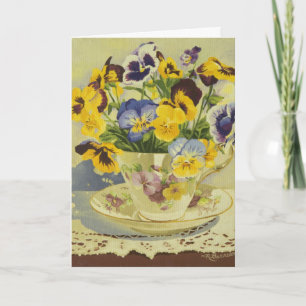 1187 Pansies in Teacup Sympathy Card